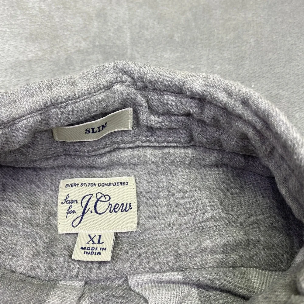 J Crew Slim Fit Button Down Shirt Gray Cotton Long Sleeve Mens XL Preppy‎ Retro